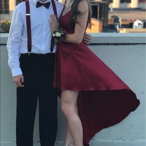 Wine colored high low homecoming/formal dress
